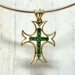 Solid 18K, genuine emeralds cross pendant Gold Photo 10