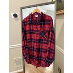 Beach Lunch Lounge Plaid Flannel Button Up Shirt Large Red Photo 1