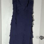 Tadashi  Vintage Womens Tiered Ruffle Slip Evening Gown Black Size 14 100% Silk Photo 0