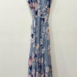 NWT Jonathan Simkhai Floral Sleeveless Slit Wrap Maxi Dress Sky Blue Womens 4 Photo 2