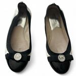 Michael Kors | 5.5 | Ballet Flat Shoes Women's Quilted White Black Bow Logo MK Photo 1