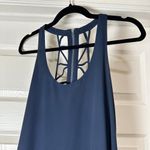 BCBG Paris Navy A Line Swing Dress w Ladderback Detail Handkerchief Hem Size 6 Blue Photo 5