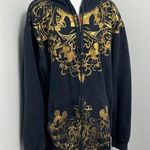 Disney  1928 Black & Gold Zip Front Sweatshirt Jacket Photo 0