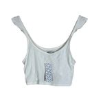 Urban Outfitters NWT  Tank Womens L White Ribbed Cropped Y2K Cap Ruffle Straps Photo 2