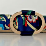 Women's Floral Satin Embroidered Belt Gold Oval Buckle Boho Vintage Style 35" Photo 0