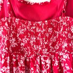Grace Karin  Sz S Oversized Midi Red Floral Tank Dress Stretch Pleated Lined Photo 5