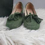 YDN Green Square Toe Chunky Block Low Heel Slip On Suede Loafers Size 6 Photo 3