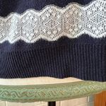 American Eagle  sweater blue white crocheted stripes size SP/TP Photo 4