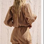 Free People Women's Pink and Brown Checkered Top XS. New without Tag Photo 1