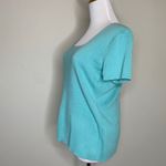 Pastel Green Square Neck Short Sleeve Sweater Fine Knit Sz Large Photo 2