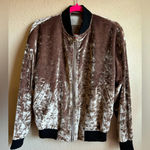 ASOS Mauve Gold Crushed Velvet Bomber Jacket Photo 0