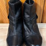 Clarks Clark’s black leather kitty heel boots ankle booties shoes Photo 1