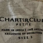 Charter Club  Women's White and Tan Leaf Print Long Sleeve Shirt Photo 10