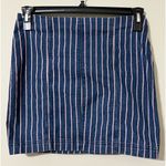 Altar'd State  small mini skirt blue red pinstripe zips up back stretchy denim Photo 11