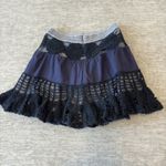 Free People  Crochet Knit Mixed Media Mini Skirt Women's 2 y2K 100%‎ Cotton Boho Photo 1