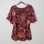 Maggie Barnes  Pink and Purple Print Short Sleeve Top Size 0X 14/16 Photo 4