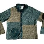 Susan Bristol Vintage Colorblock Fall Leaves Fringy Patchwork Cardigan Granny Photo 0