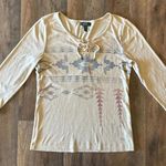 Lauren Ralph Lauren Southwestern Aztec Tribal Pattern Cotton Top Beige Medium Photo 0