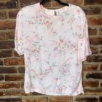 Jaclyn Smith  Vintage Pink Floral Short Sleeve Blouse Shoulder Pads Size Medium Photo 0