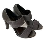 Talbots  "Emmie" Patent Leather/Suede Smoke Grey Open Toe Sandal Heels Photo 1