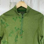 Horny Toad  Athletic Pullover Womens Small Green 1/4 Zip Floral Side Zip Pocket Photo 1