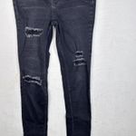 Free People Jeans Womens 28 Black Distressed Skinny Stretch Denim Ripped Knees Photo 2