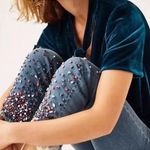 Pilcro and the Letterpress Embellished Pilcro Mid-Rise Slim Straight Jeans | Size 30 | Wearable Art Photo 5