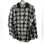 Vintage 90s Christmas Flannel Plaid Embroidered Button Down Sweater Size XL Black Photo 0