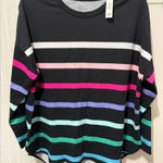 Crown & Ivy Cabana 1X Black and White Cabana Top with Colorful Stripes Photo 0
