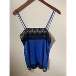 Vintage Nighty Lingerie Set Robe Satin Nylon Womens Size Medium Blue Black Lace Photo 5