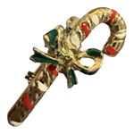 Vintage Candy Cane Brooch Pin Accessory Christmas Holiday Winter Red Photo 1