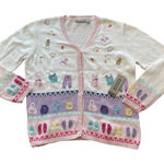 Nordstrom NWT Vintage Embroidered Shoes Makeup Jewelry Theme Cardigan Photo 0