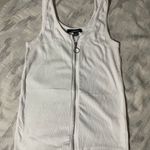 Ambiance Apparel Ambiance White Tank Top And Silver Zipper  Photo 1
