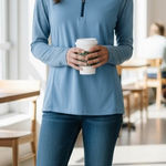 Adidas  Women's Light Blue Half-Zip Sweatshirt Photo 0