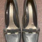 Nine West Vintage Y2K Leather Buckle Kitten Heels Gray Square Toe Pumps 8.5 M Photo 0