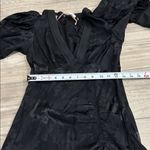 Love Shack Fancy  Black Jacquard Puff Sleeve Mini Dress XS Satin Ruffle Hem NWT Photo 13