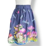 Modcloth Skirt Frogs Mushrooms Dragonflies Animal Print A-line Size Small Navy Photo 2
