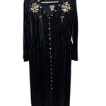 Vintage 90s black Gold embellished crushed velvet maxi dress Holiday whimsigoth Size L Photo 4
