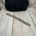 Navy Blue Crochet Knit Clutch Removable Crossbody Chain Strap Boho Chic Metro Black Photo 3