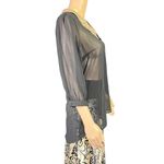 Buckle BKE Womens Blouse Top Sequin Collar Sheer Button Down Black Gold Small Photo 4