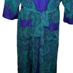 Victoria's Secret Vintage Gold Label Teal & Purple Paisley Robe Petite Small PS Photo 2
