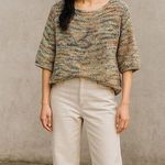 ZARA Chunky Knit Relaxed Sweater 3/4 Sleeve Scoop Back S Multicolor Cream #3720 Photo 0