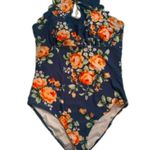 Green floral one piece swimsuit, scallops, padding Size undefined Photo 1