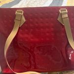 Arcadia Glossy Red and Tan Tote Bag Photo 0