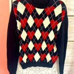 Brandy Melville valentine heart print argyle red long sleeve preppy sweater OS Photo 0