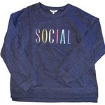 Wildfox SOCIAL Embroidered Blue Sweatshirt size Medium Photo 0