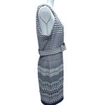 I Le New York Belted‎ Dress Navy & White Size 16 Chain Print Career Work Wear Blue Photo 4