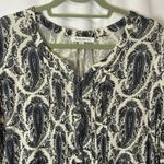 Rose + Olive Pullover Knit Blouse Shirt Cream Blue Paisley All Over 3X Pintuck Photo 1