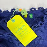 Farm Rio NWT  3D Star Embroidery Top Blouses Shirt Blue Size M Short Sleeve Photo 11