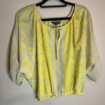 EXPRESS XS Yellow and Cream Heart Pattern Batwing Blouse Photo 0